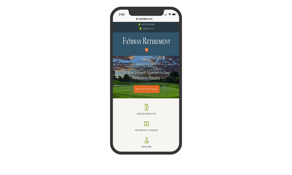 Smartphone View of BrightFire Insurance Agency Website for Fairway Retirement