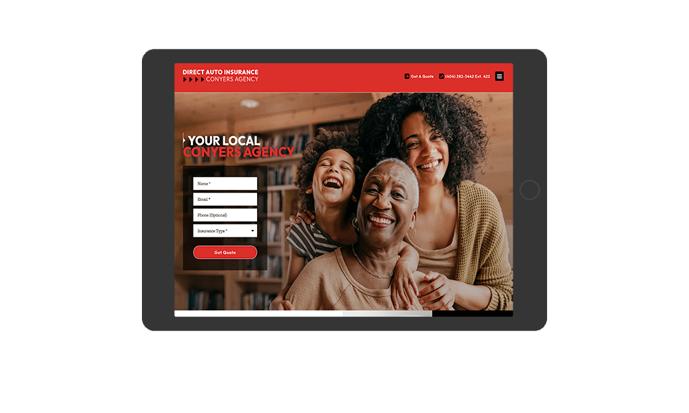 Tablet View of BrightFire Insurance Agency Website for Direct Auto Insurance Agency