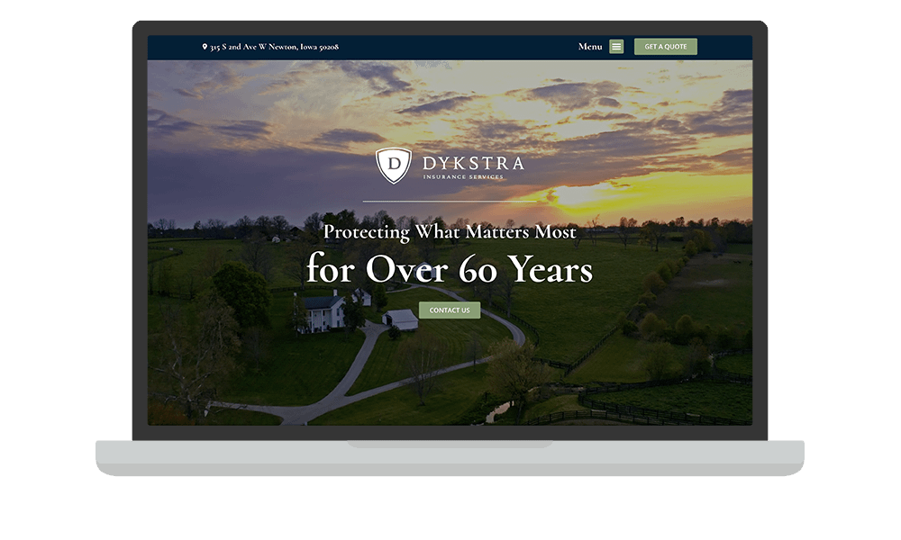 Desktop View of BrightFire Insurance Agency Website for Dykstra Insurance Services