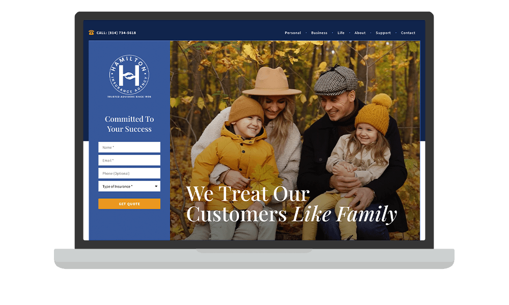 Desktop View of BrightFire Insurance Agency Website for Hamilton Insurance Agency