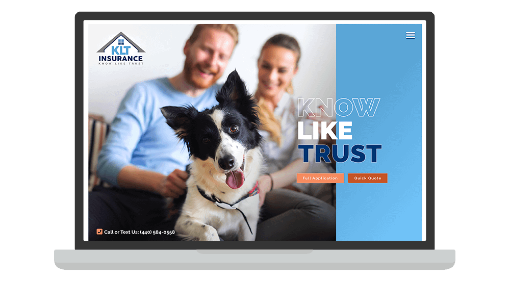 Desktop View of BrightFire Insurance Agency Website for KLT Insurance