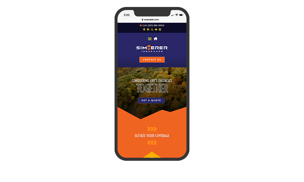 Smartphone View of BrightFire Insurance Agency Website for Simmerer Insurance