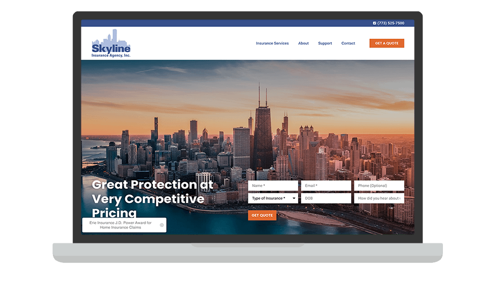 Desktop View of BrightFire Insurance Agency Website for Skyline Insurance Agency