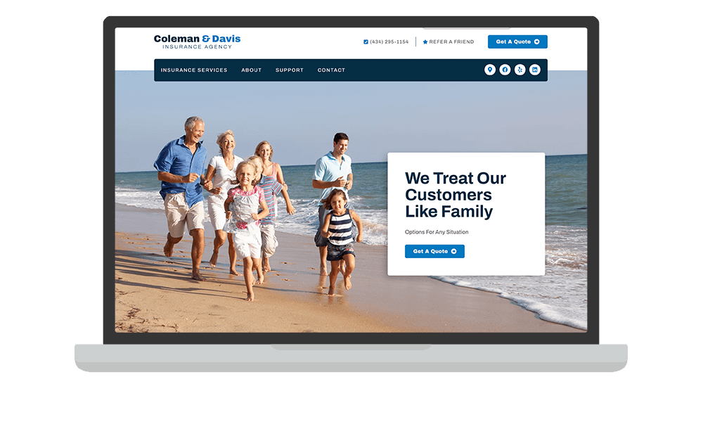 Desktop View of BrightFire Insurance Agency Website for Coleman & Davis Insurance Agency