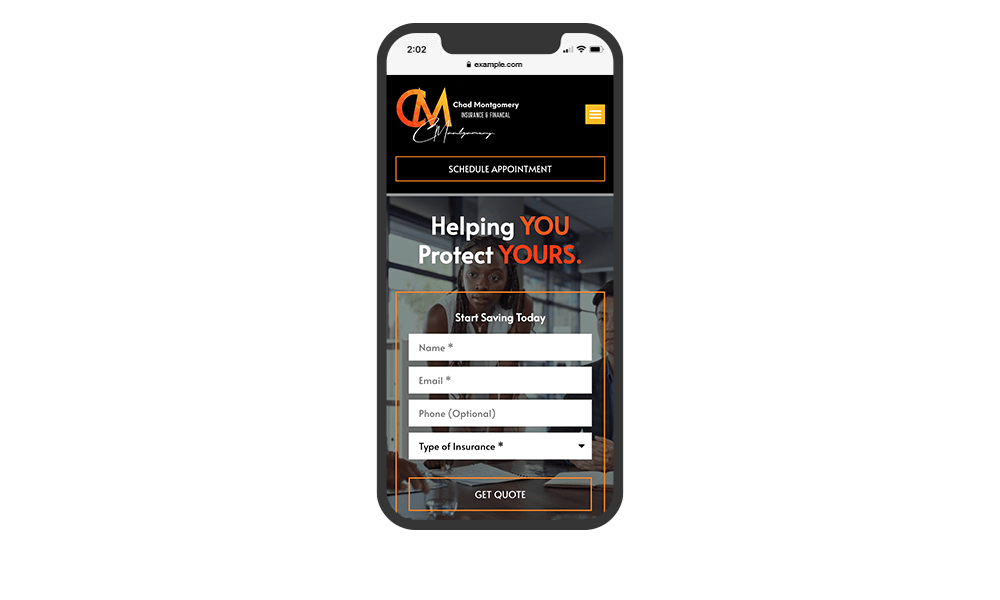 Smartphone View of BrightFire Insurance Agency Website for CM Insurance