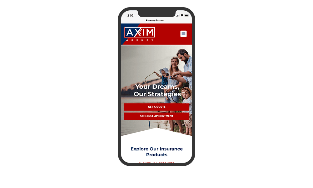 Smartphone View of BrightFire Insurance Agency Website for AXIM Agency