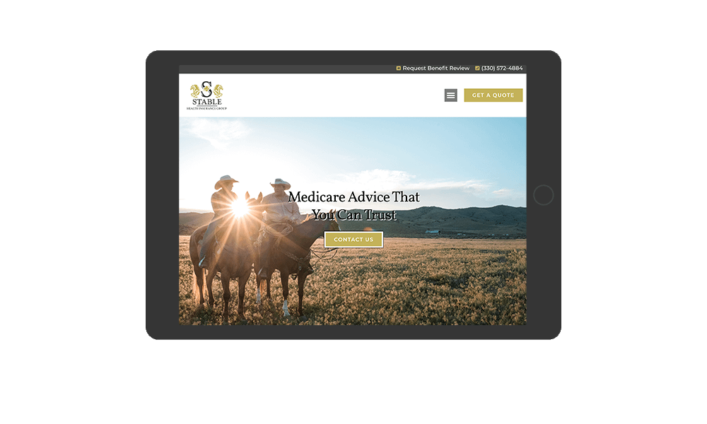 Tablet View of BrightFire Insurance Agency Website for Stable Insurance