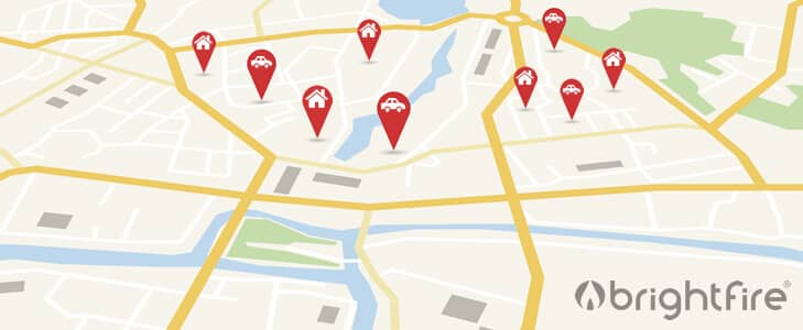 Map with Pins to Target Customers through Pay-Per-Click Advertising