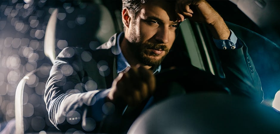 Drowsy Man Driving Car