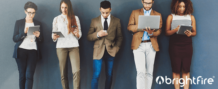 Employees reading blog content