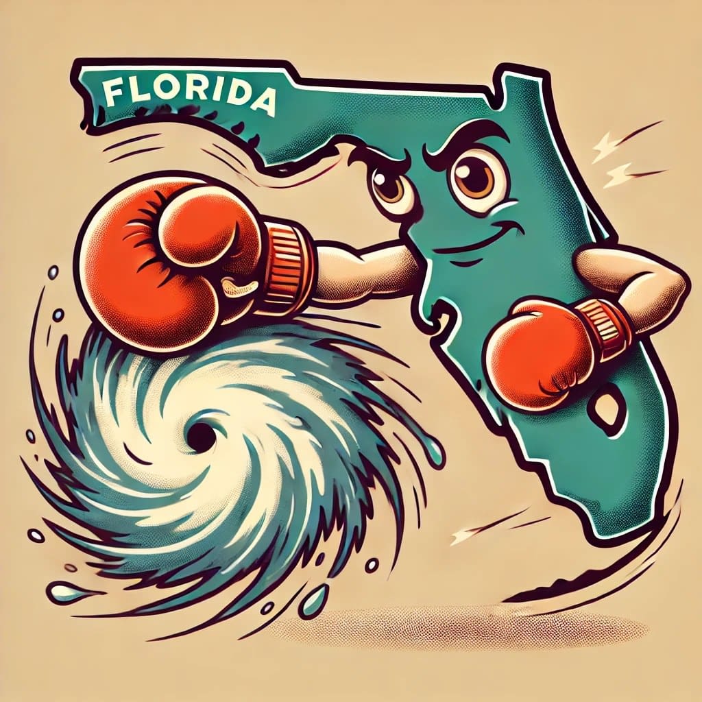 Hurrican vs FL Storm clouds gathering over a Florida neighborhood, signaling the impending hurricane season.