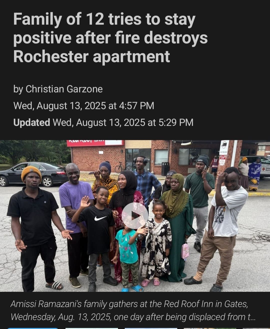 Displaced Family of 12 Following Greece NY Apartment Fire Family of 12 displaced by Greece NY apartment fire seeking shelter and support