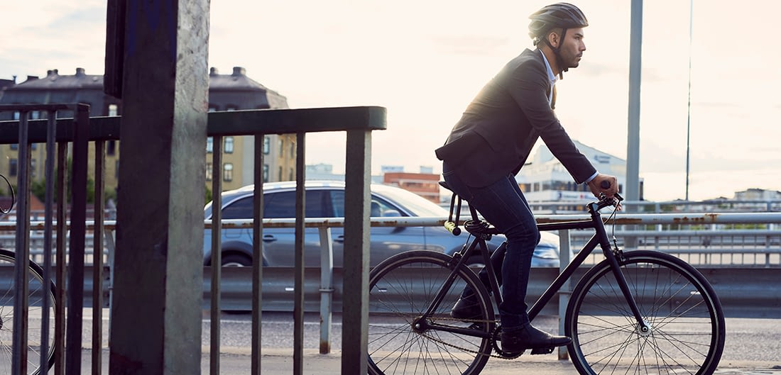 man riding his bicycle