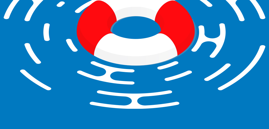 animated life preserver floating in water