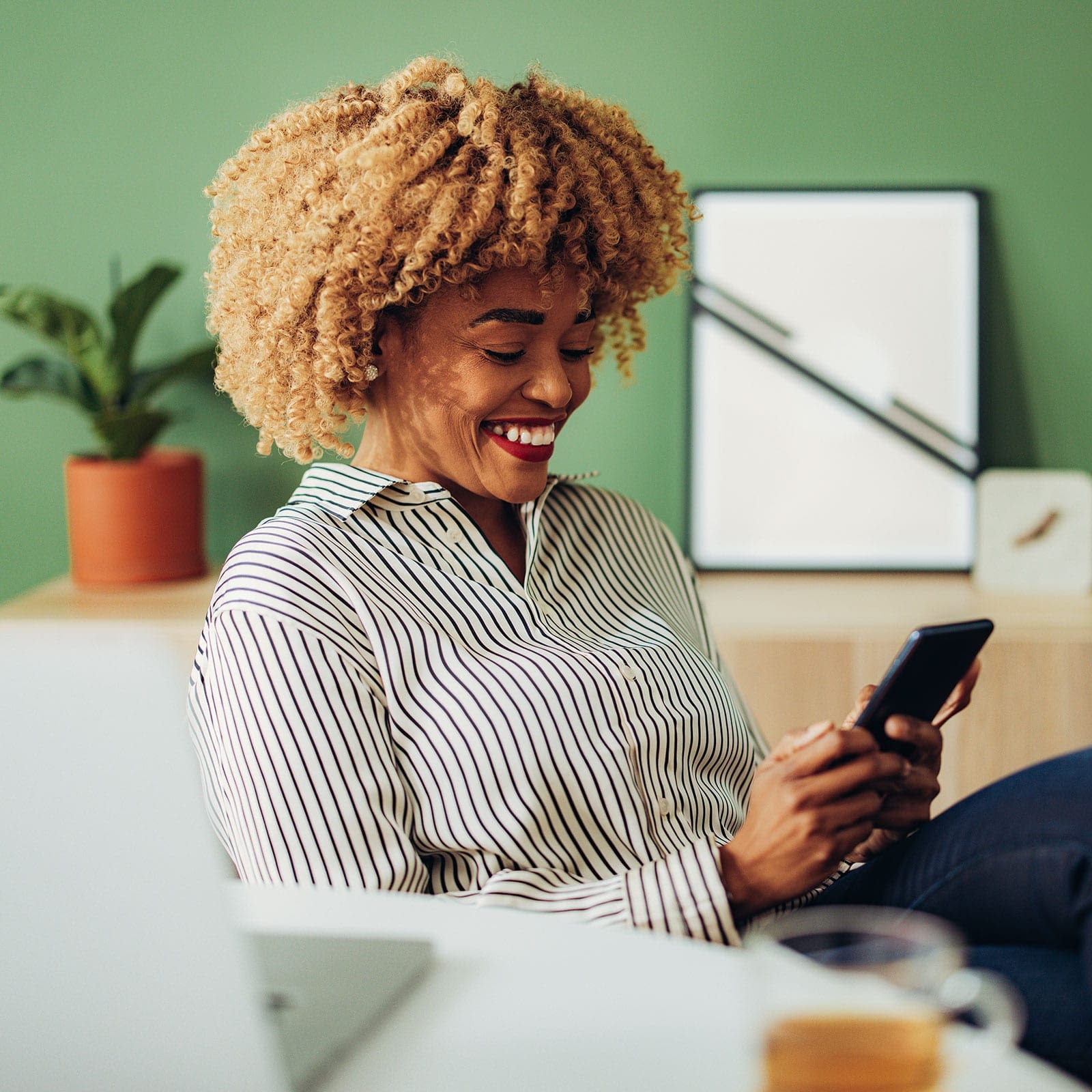 woman using her phone