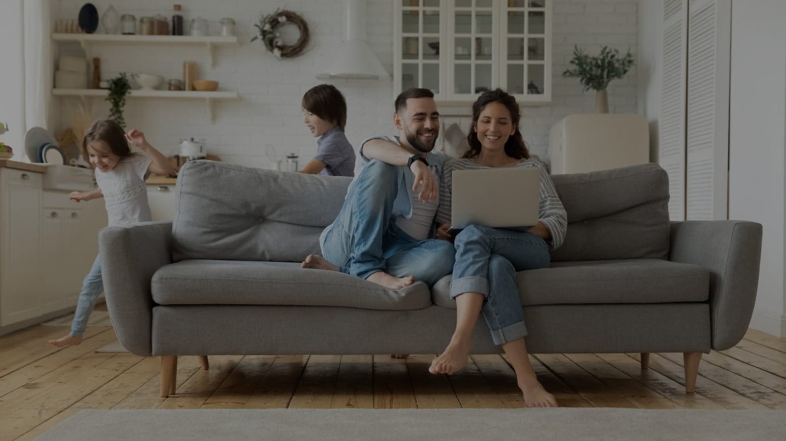 family on couch