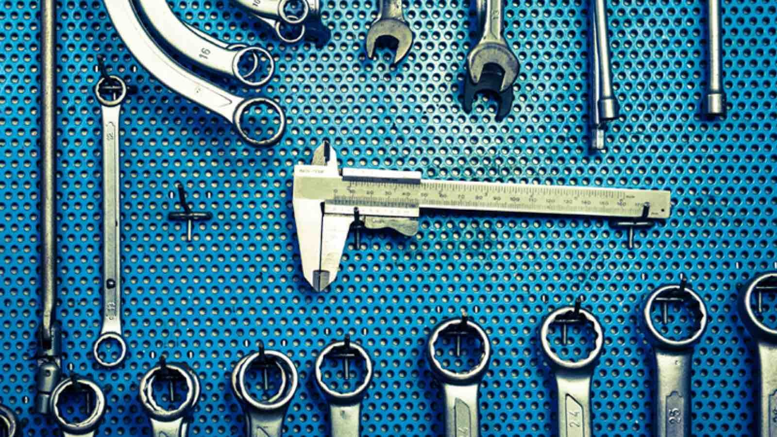 Tools hung in a garage