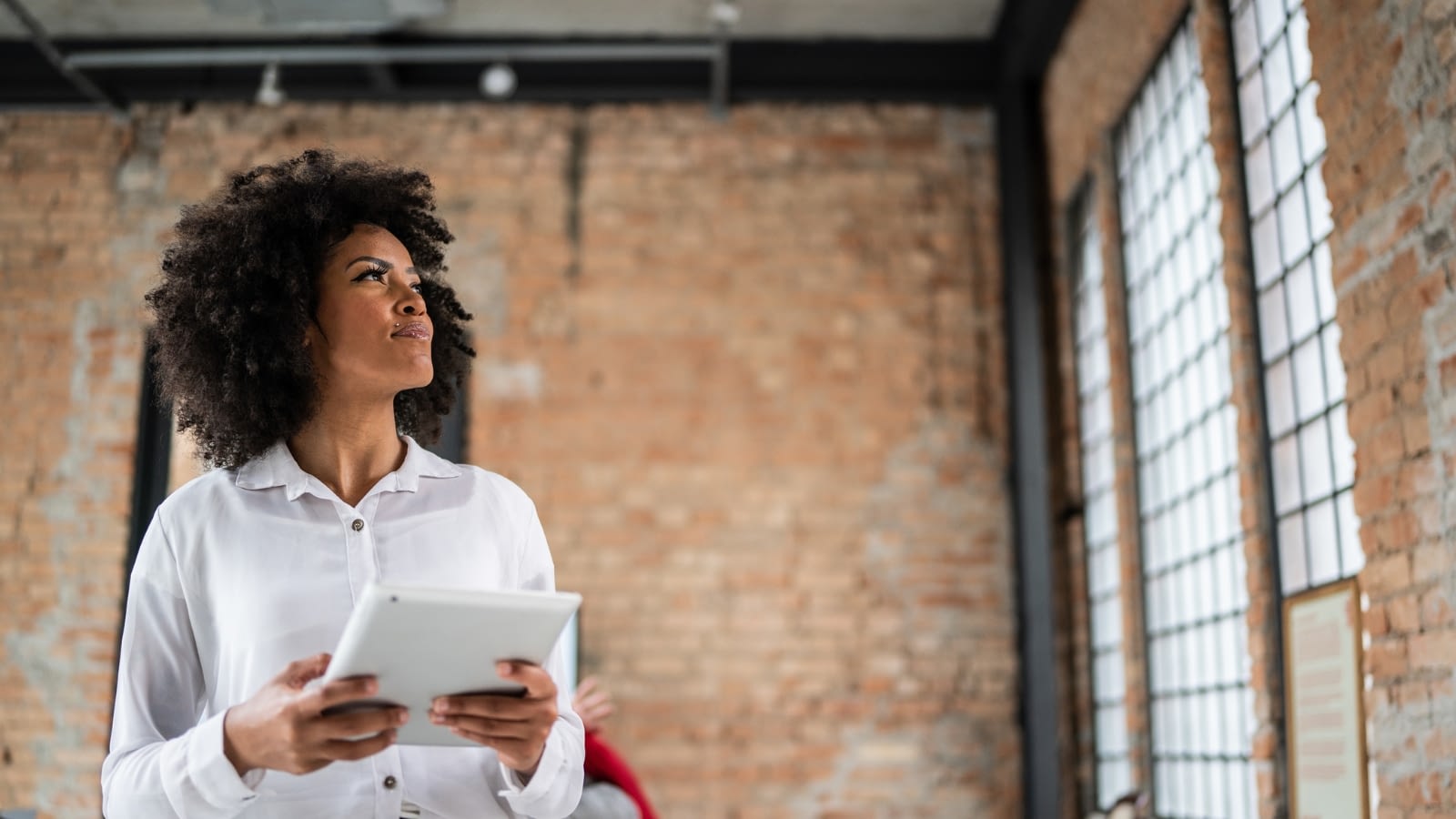 businesswoman working on ipad