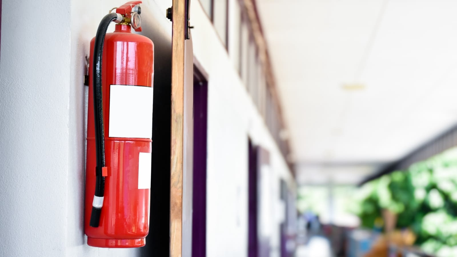 close-up of office fire extinguisher