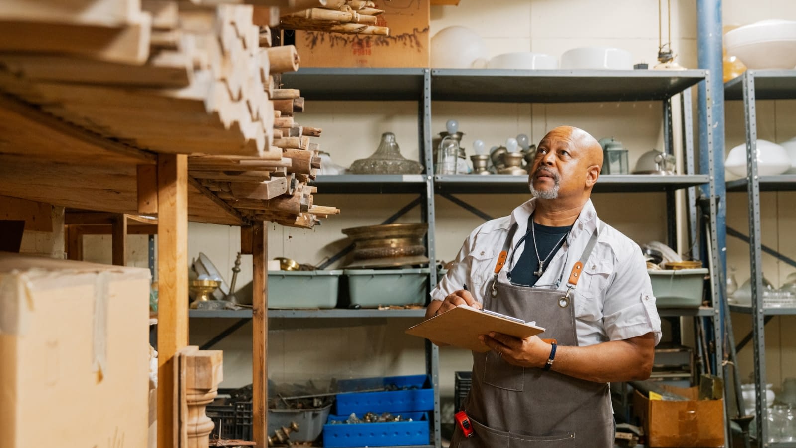 business owner checking inventory