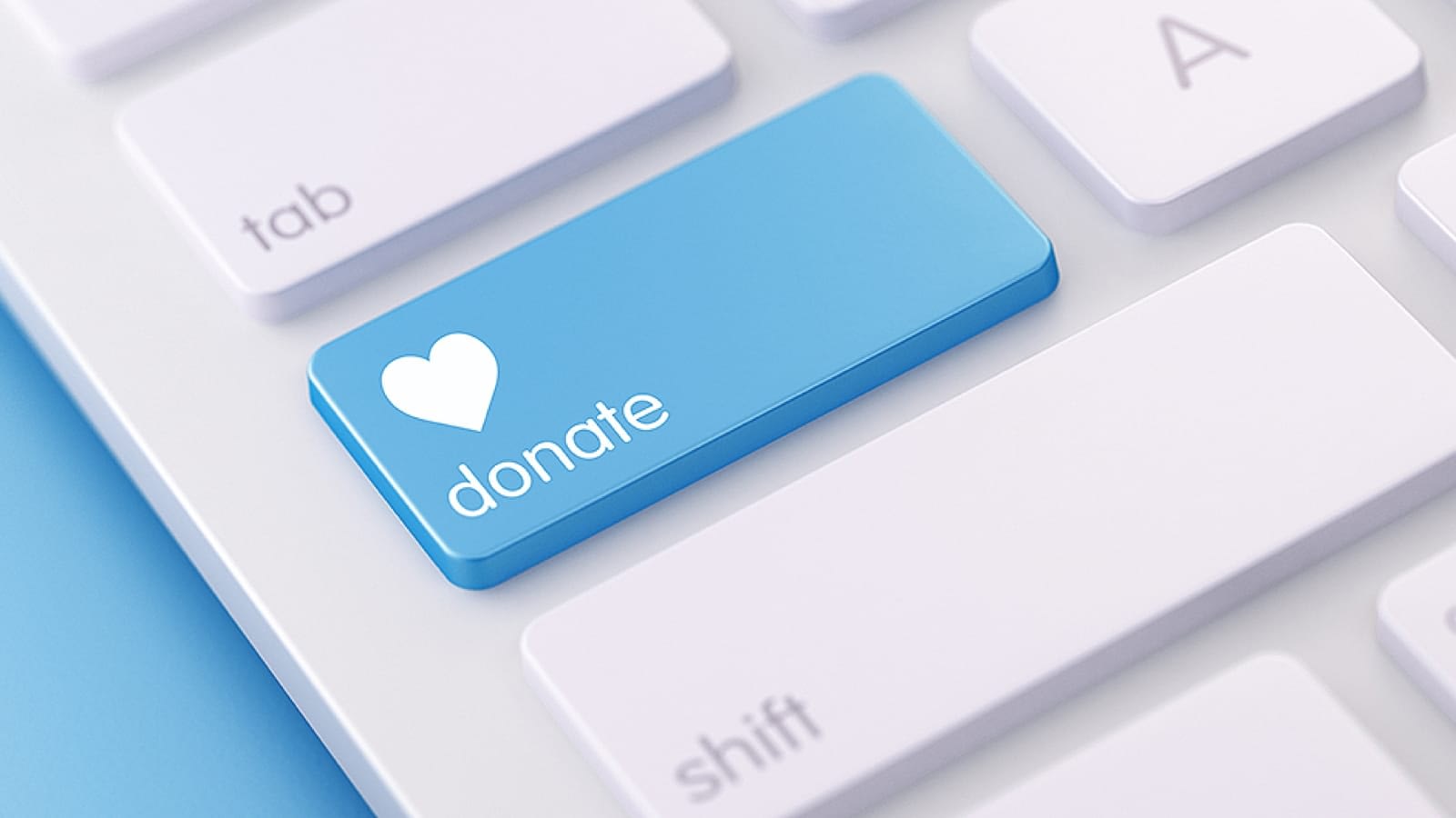 Donate button on a computer keyboard