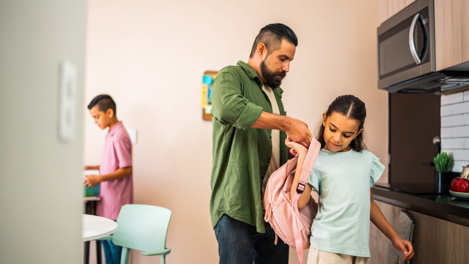 August 22 blog Dad getting children ready for school