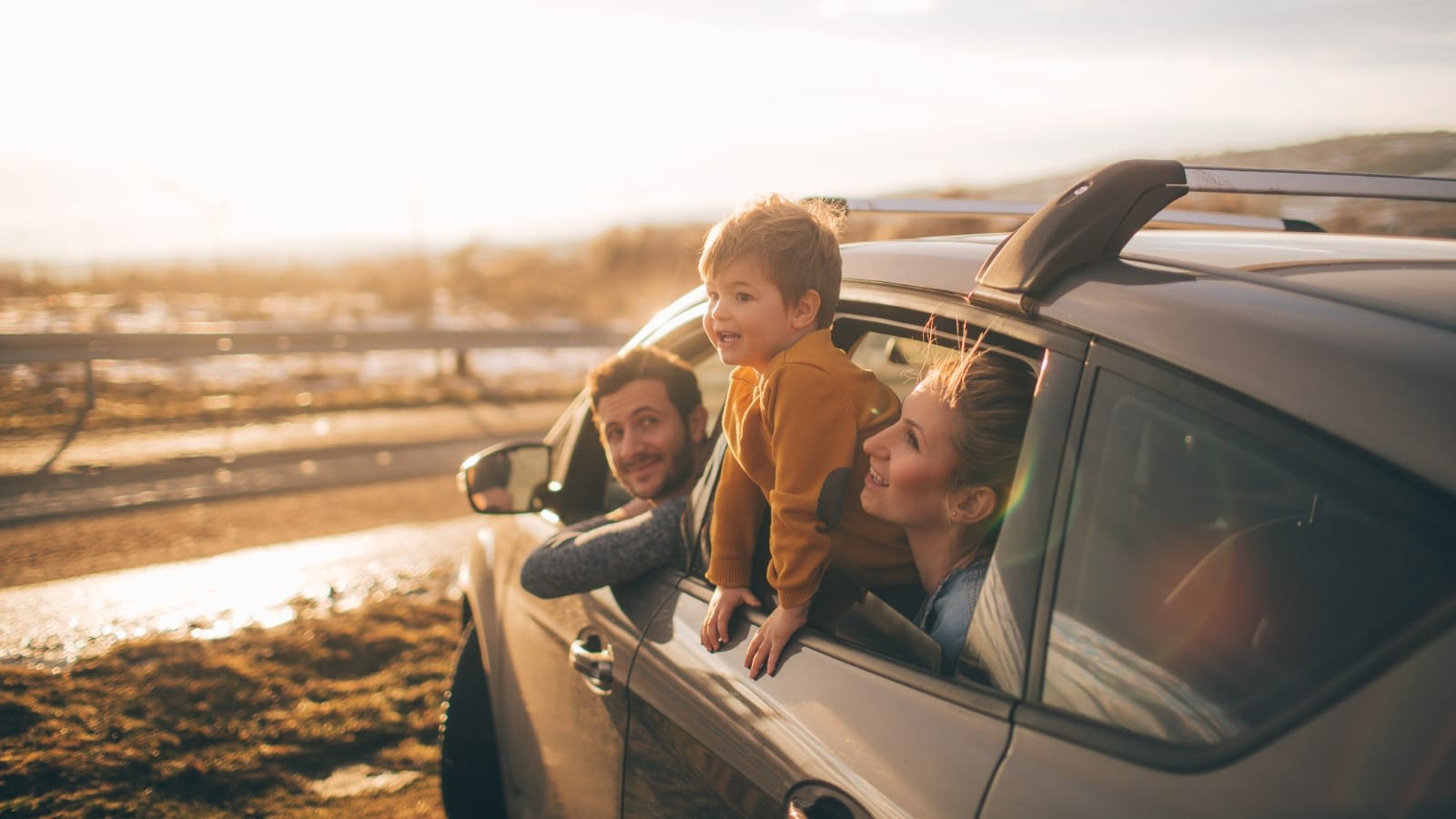 Family road trip Happy family at the beach