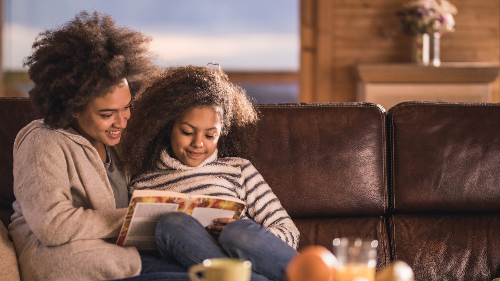 mother and daughter reading