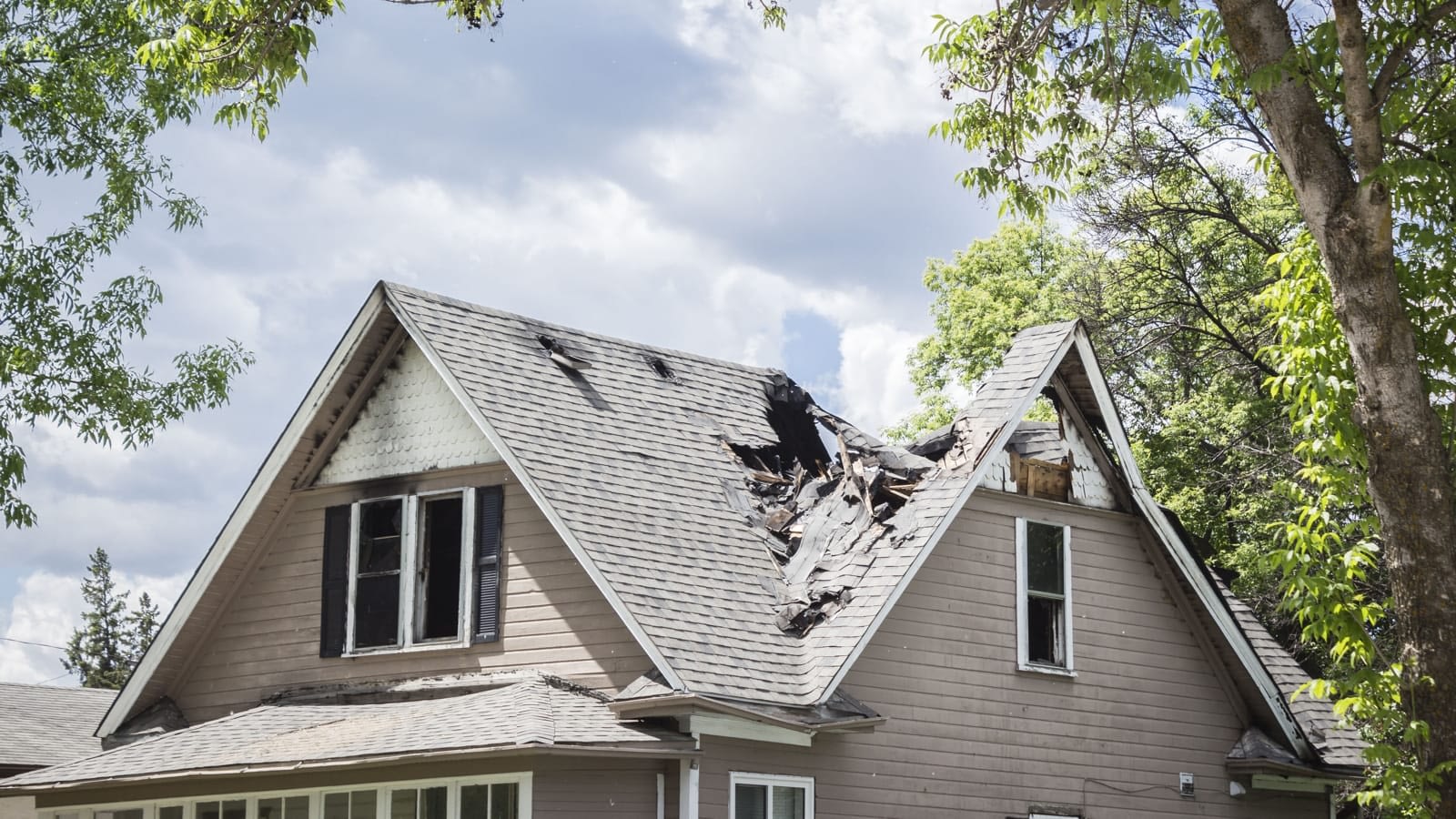 House with a broken roof