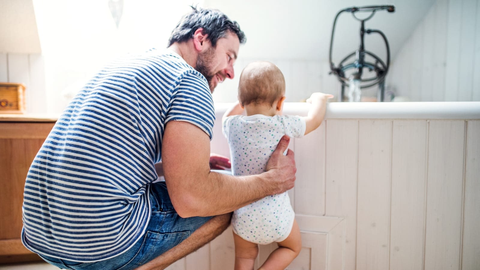 Father Bathing Toddler
