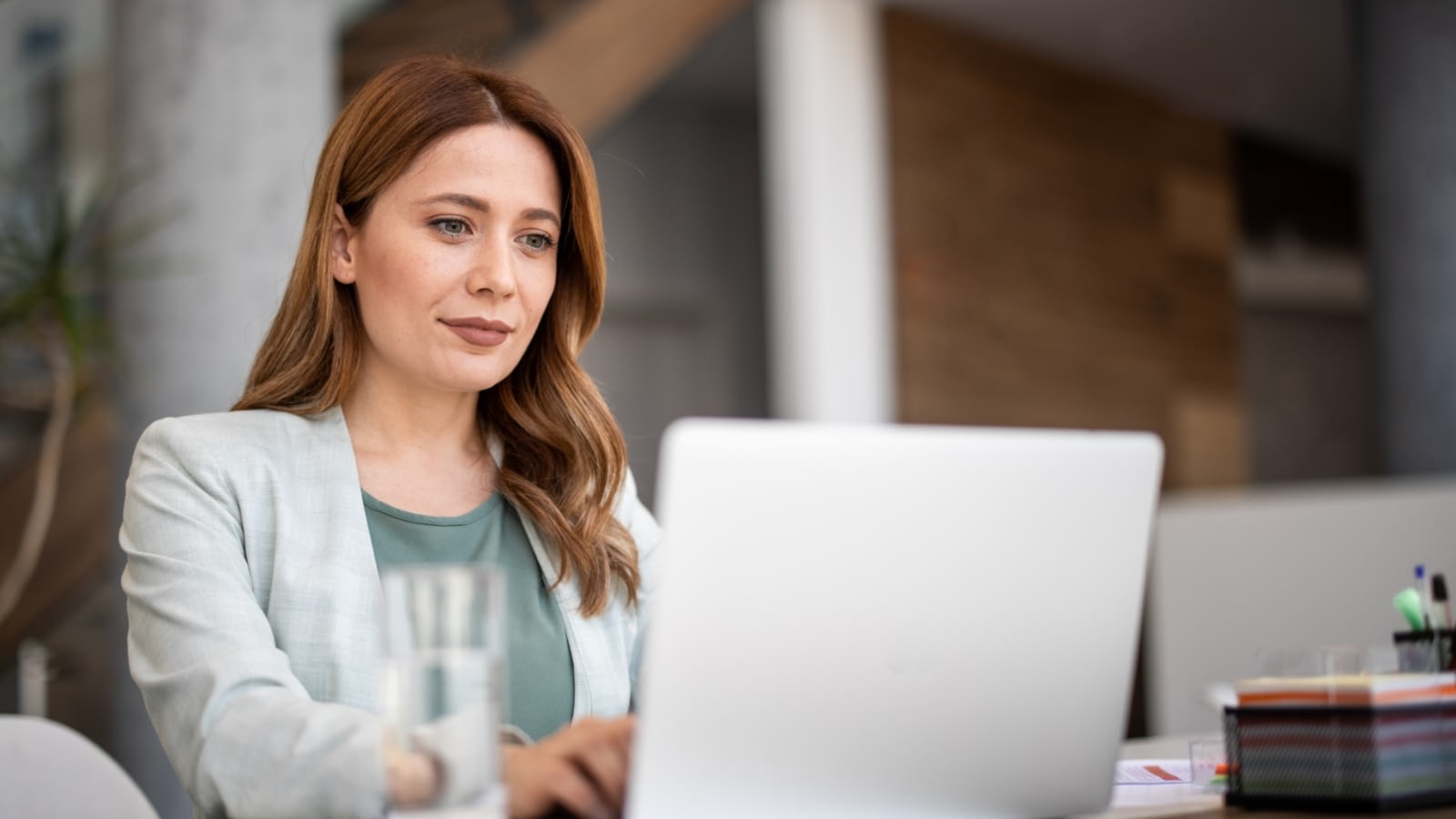 businesswoman working on laptop