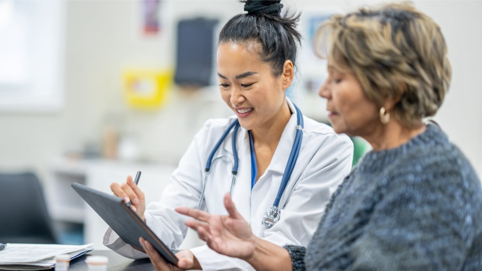 August 6 blog Senior woman having discussion with medical provider