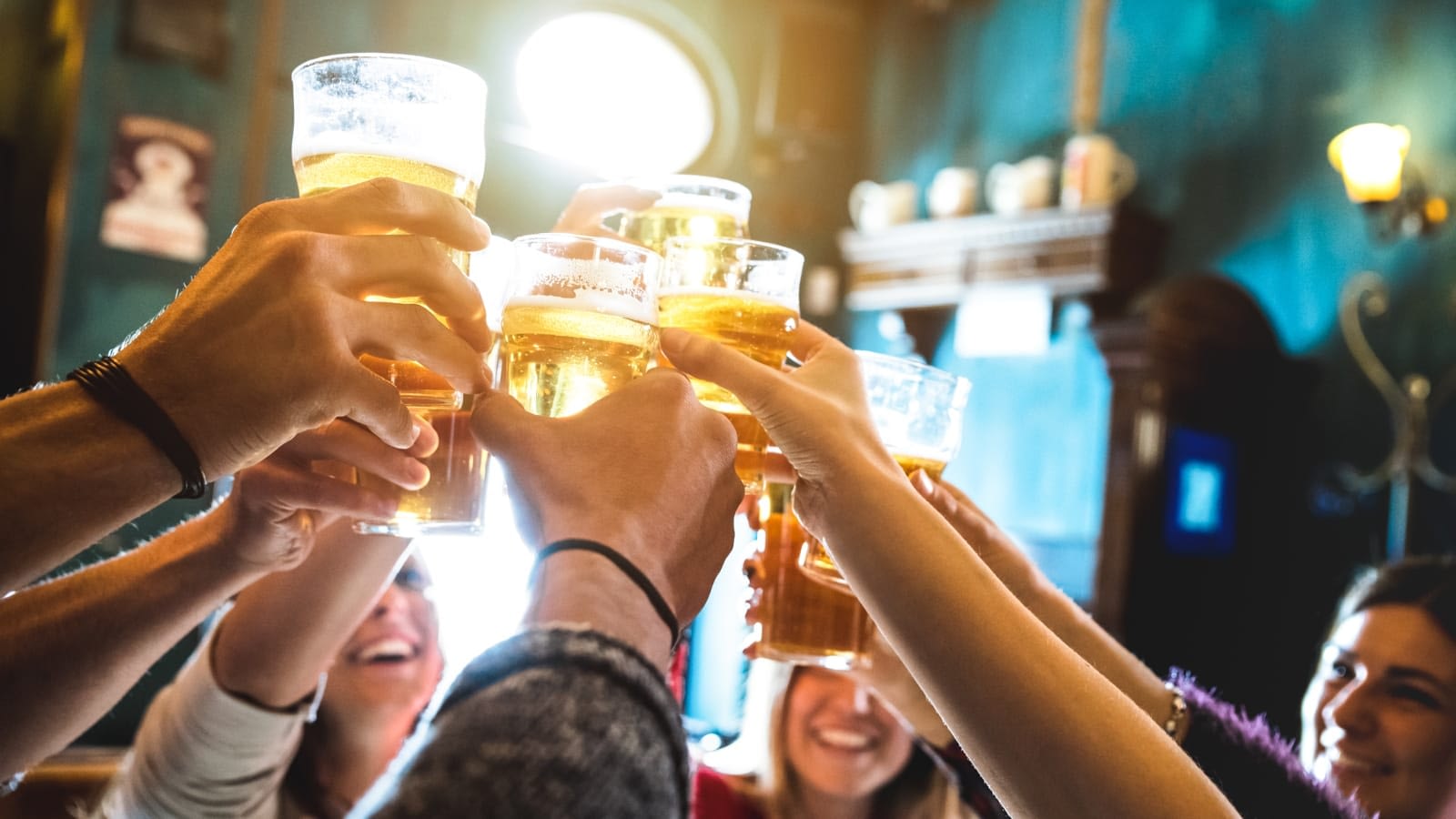 Cheers at a brewery