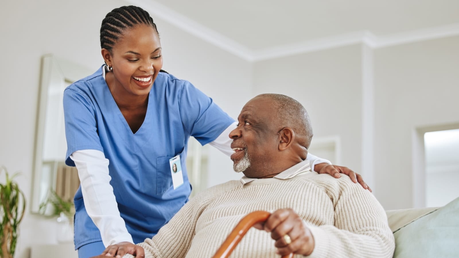 Nurse helping patient