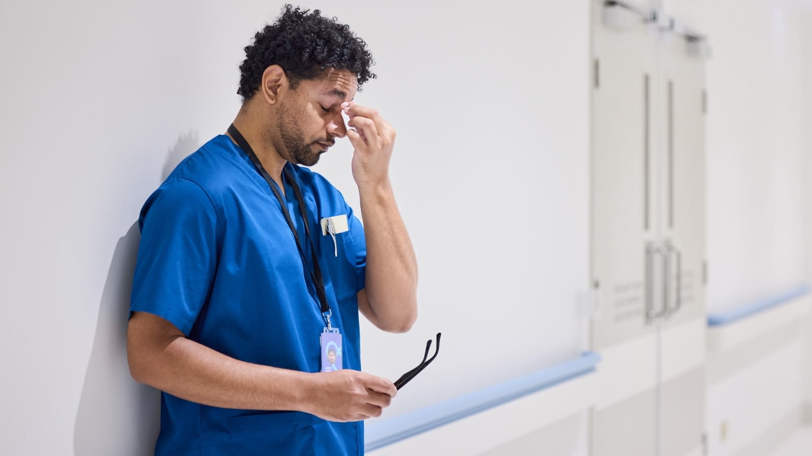 April 10 blog Stressed out male nurse taking a break