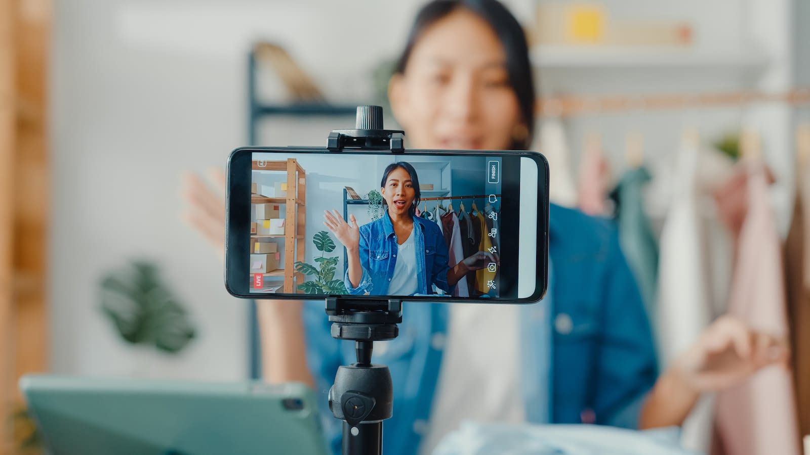 woman vlogging woman recording herself