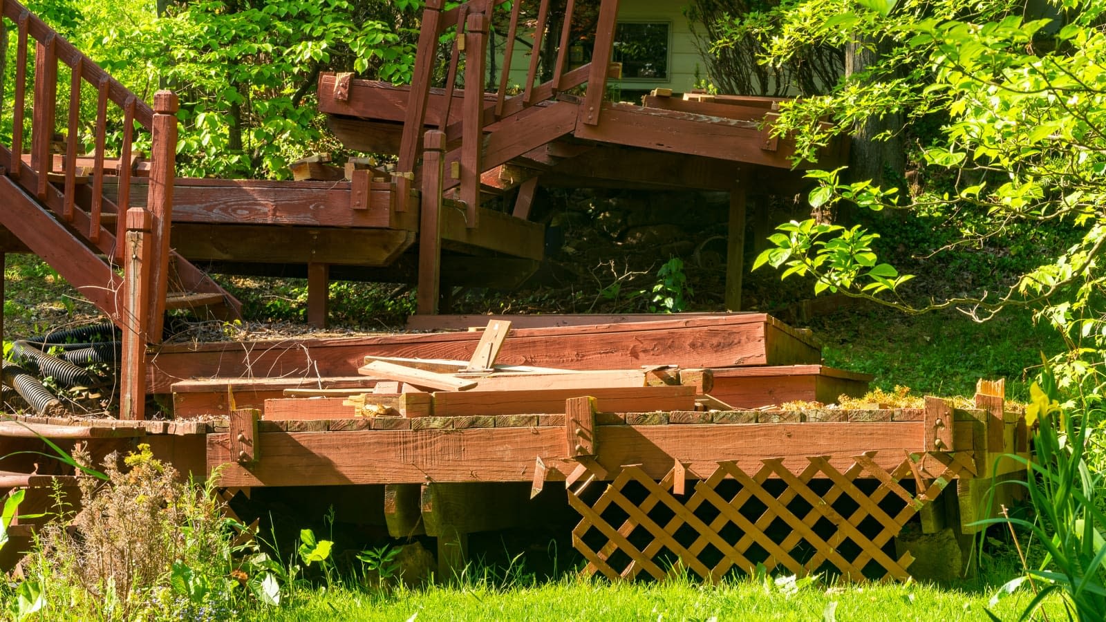 Deck Damage Deck damaged by falling trees