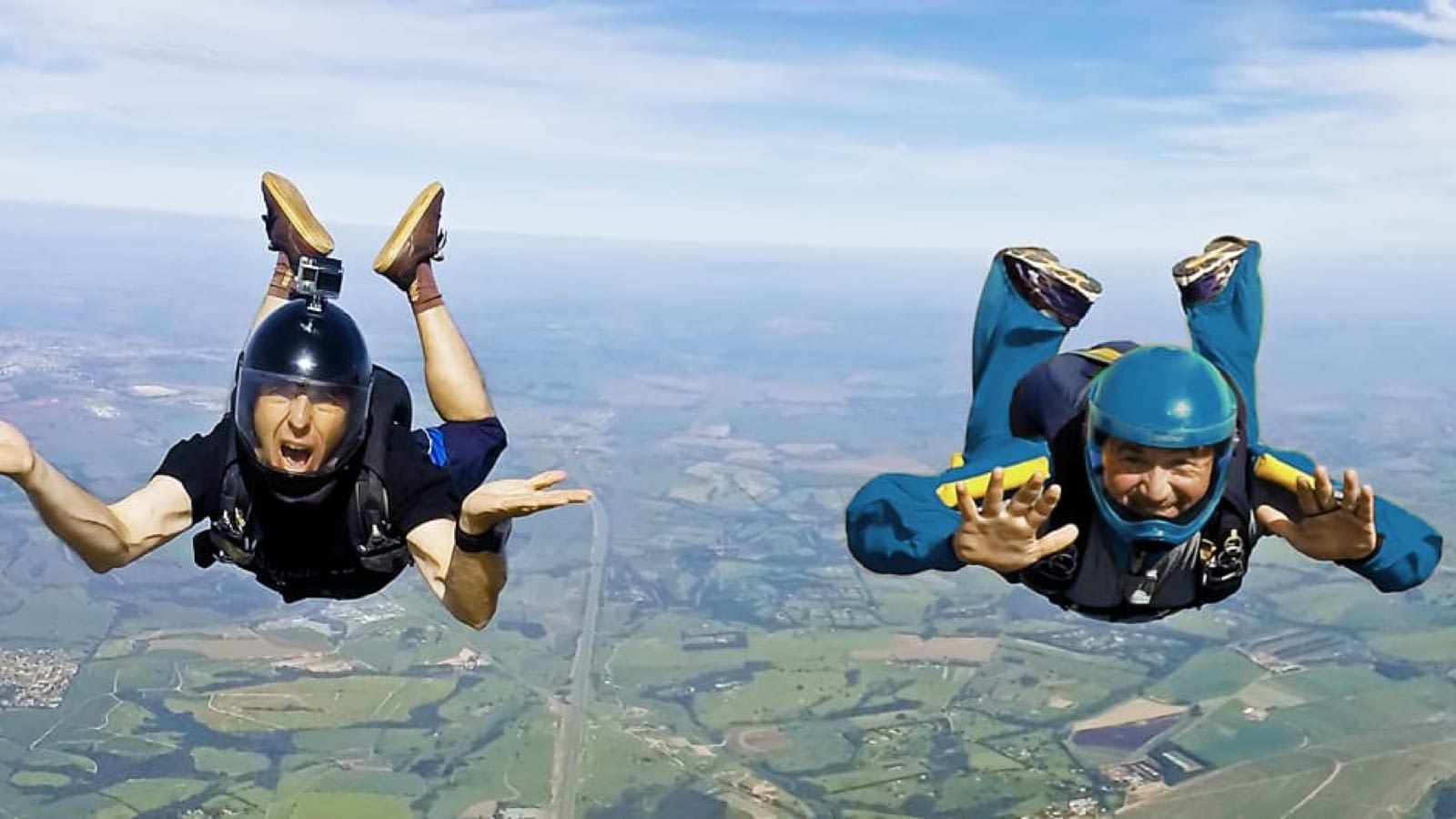 Two men skydiving