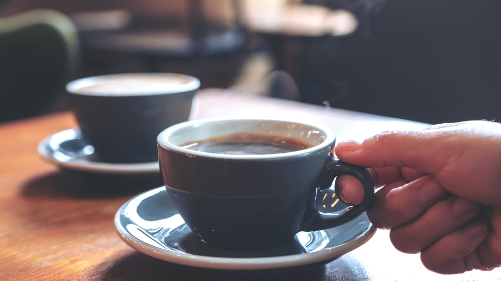 Coffee Two cups of hot coffee