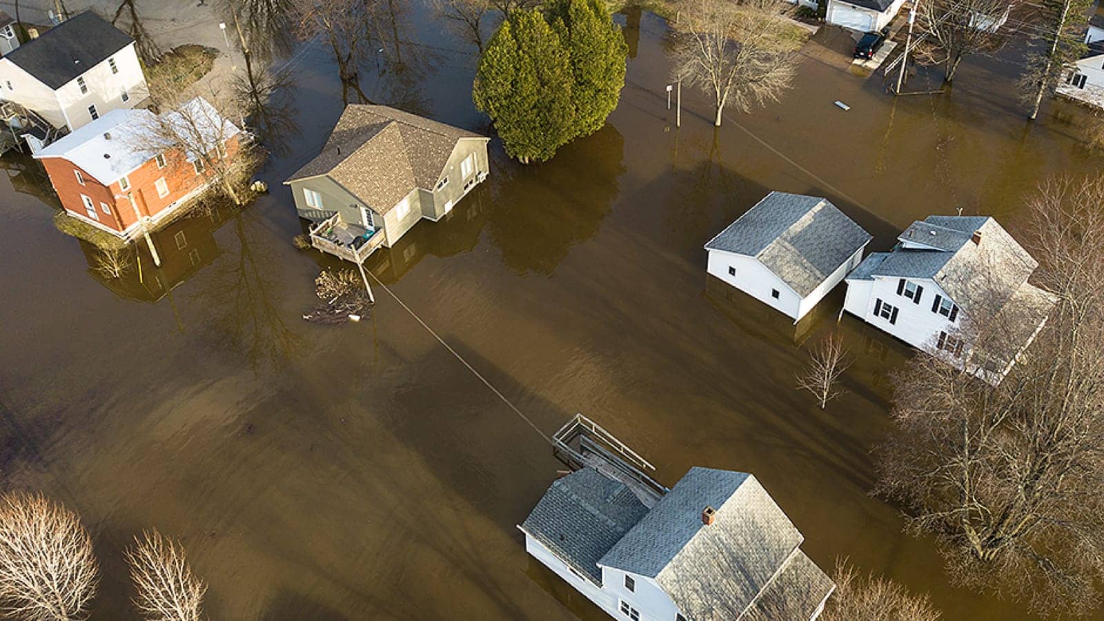 Neighborhood covered by flood waters