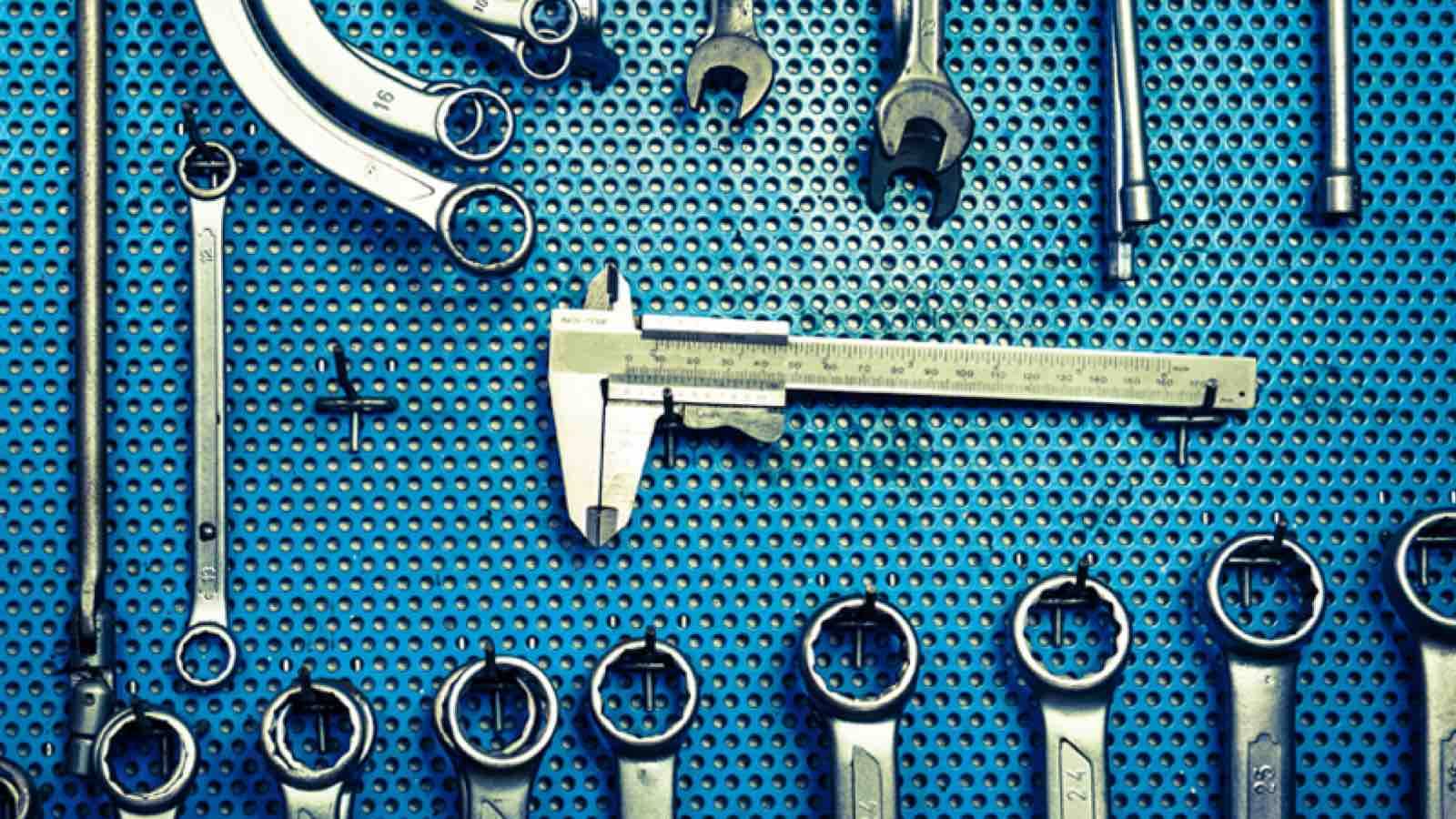 Tools hung in a garage