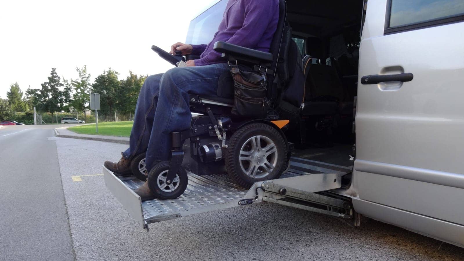 Man in an electric wheelchair