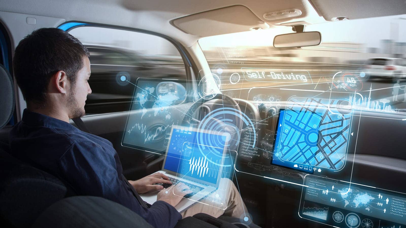 Futuristic self-driving car interface