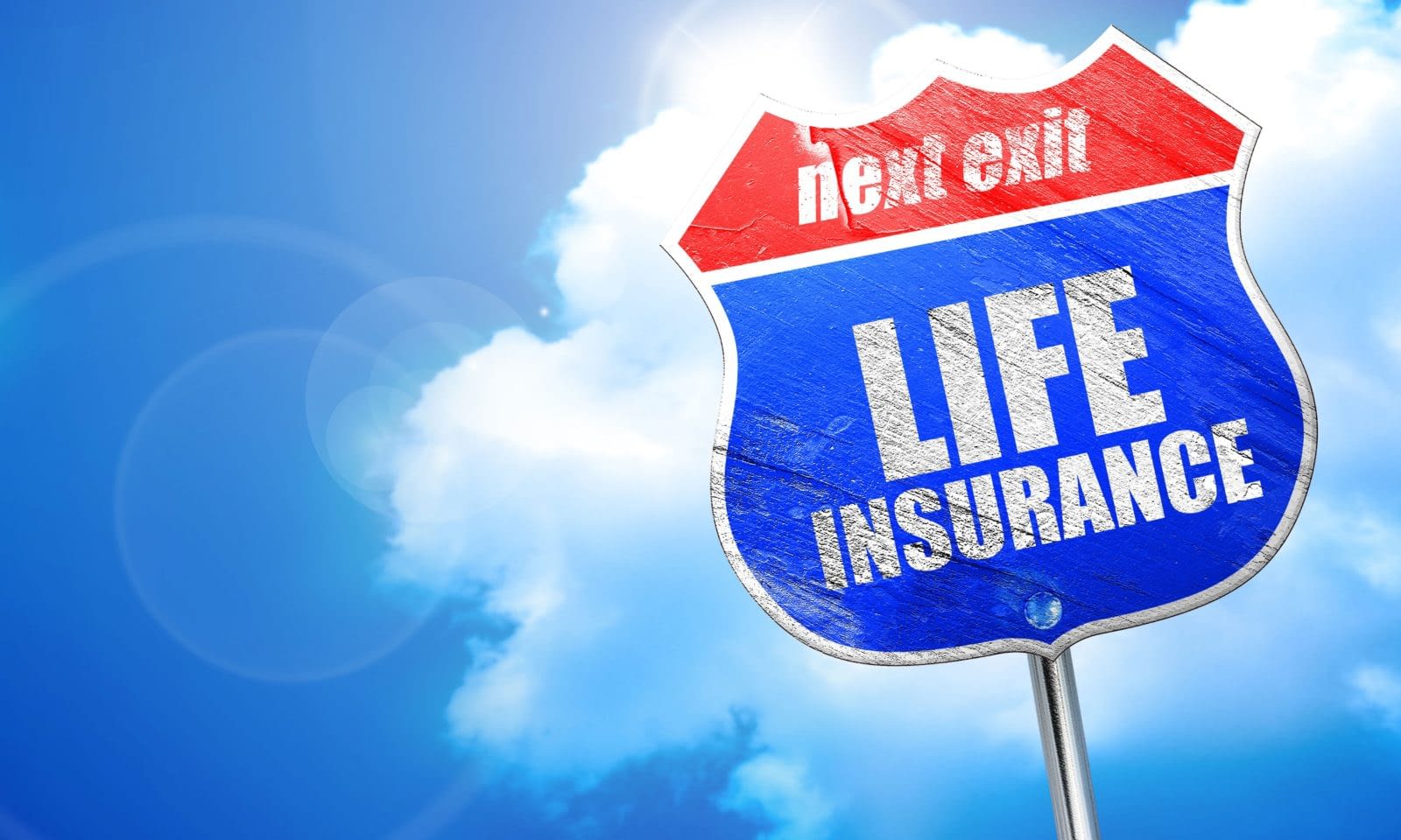 life insurance, 3D rendering, blue street sign Life insurance