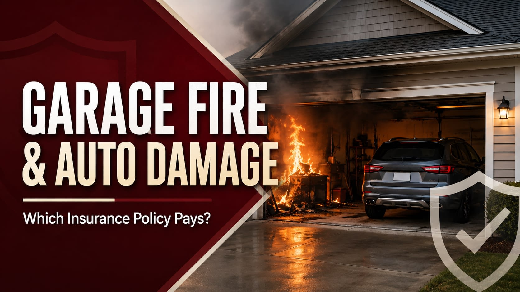 garage-fire-blog-featured-landscape Garage fire and vehicle illustrating which insurance policy covers auto damage