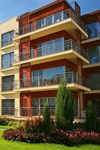 Red and Yellow Condominium Building