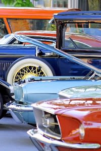 Collector cars parked side by side