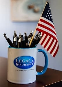 legacy insurance branded coffee mug
