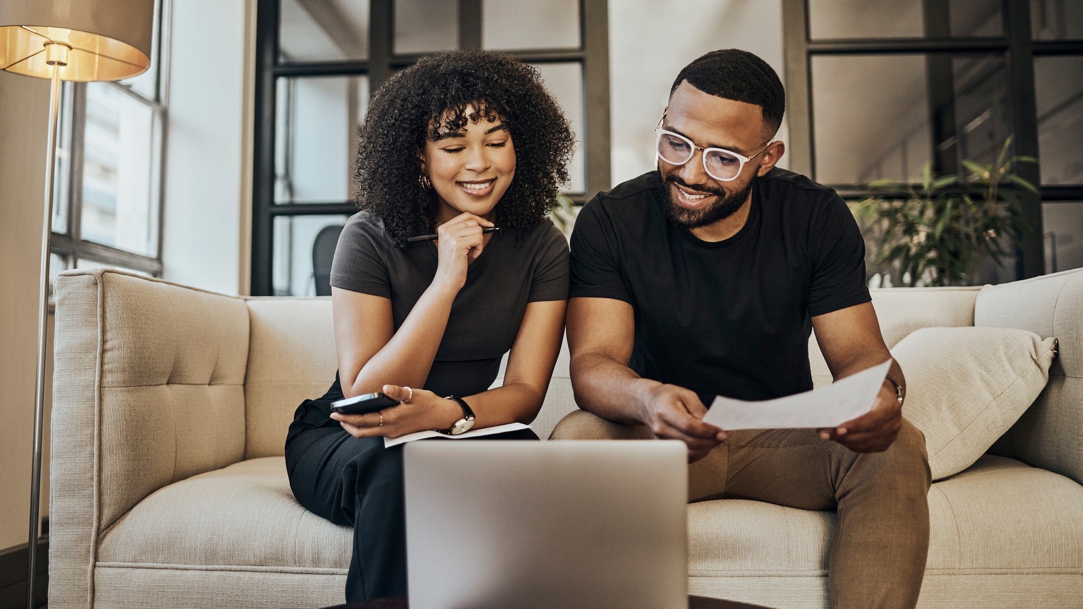 Young couple reviewing together