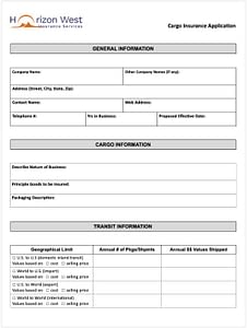 Cargo Application form